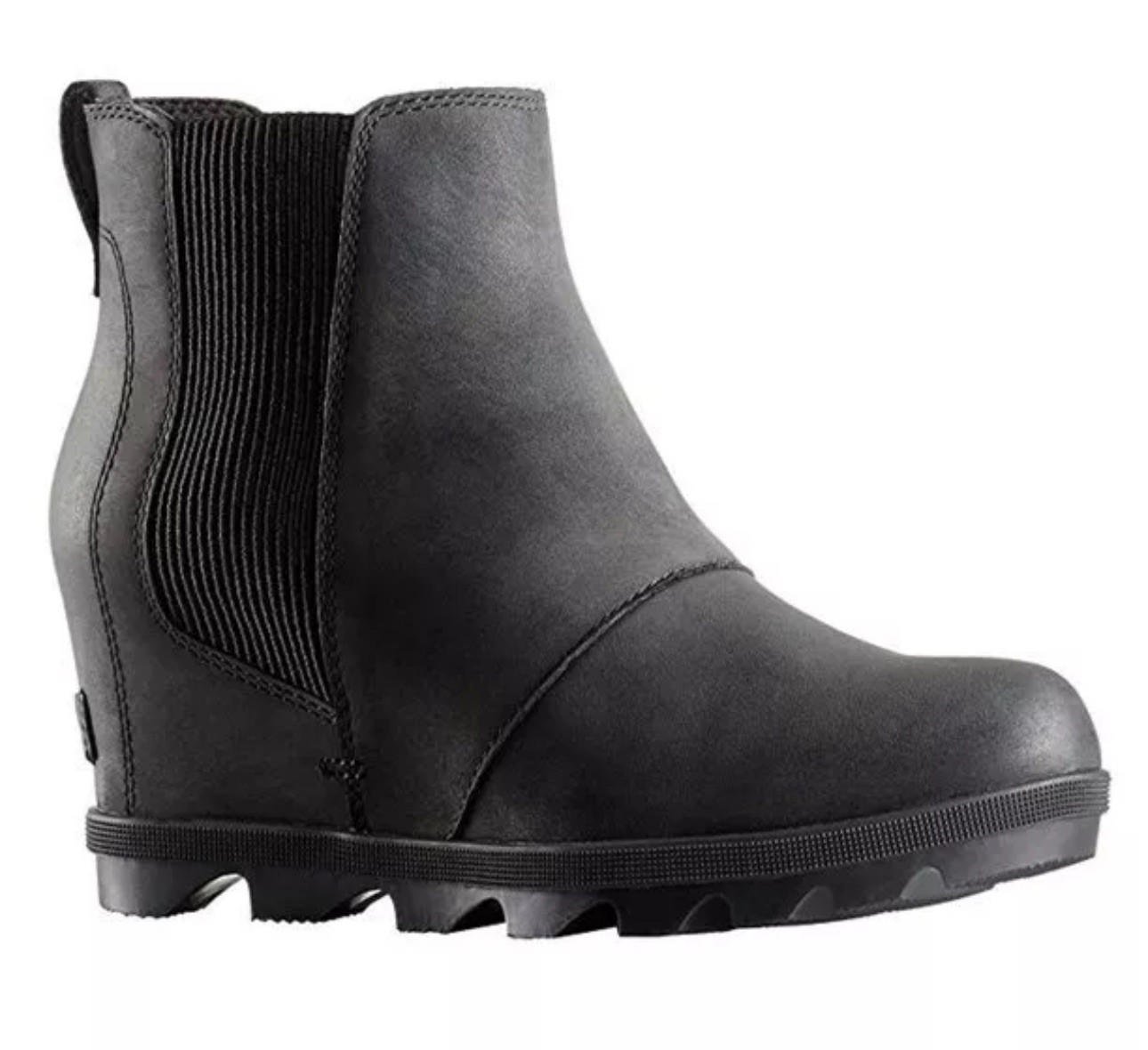 SOREL Boots 9 JOAN OF ARCTIC II CHELSEA Hidden Wedge Lug Black Ankle Waterproof