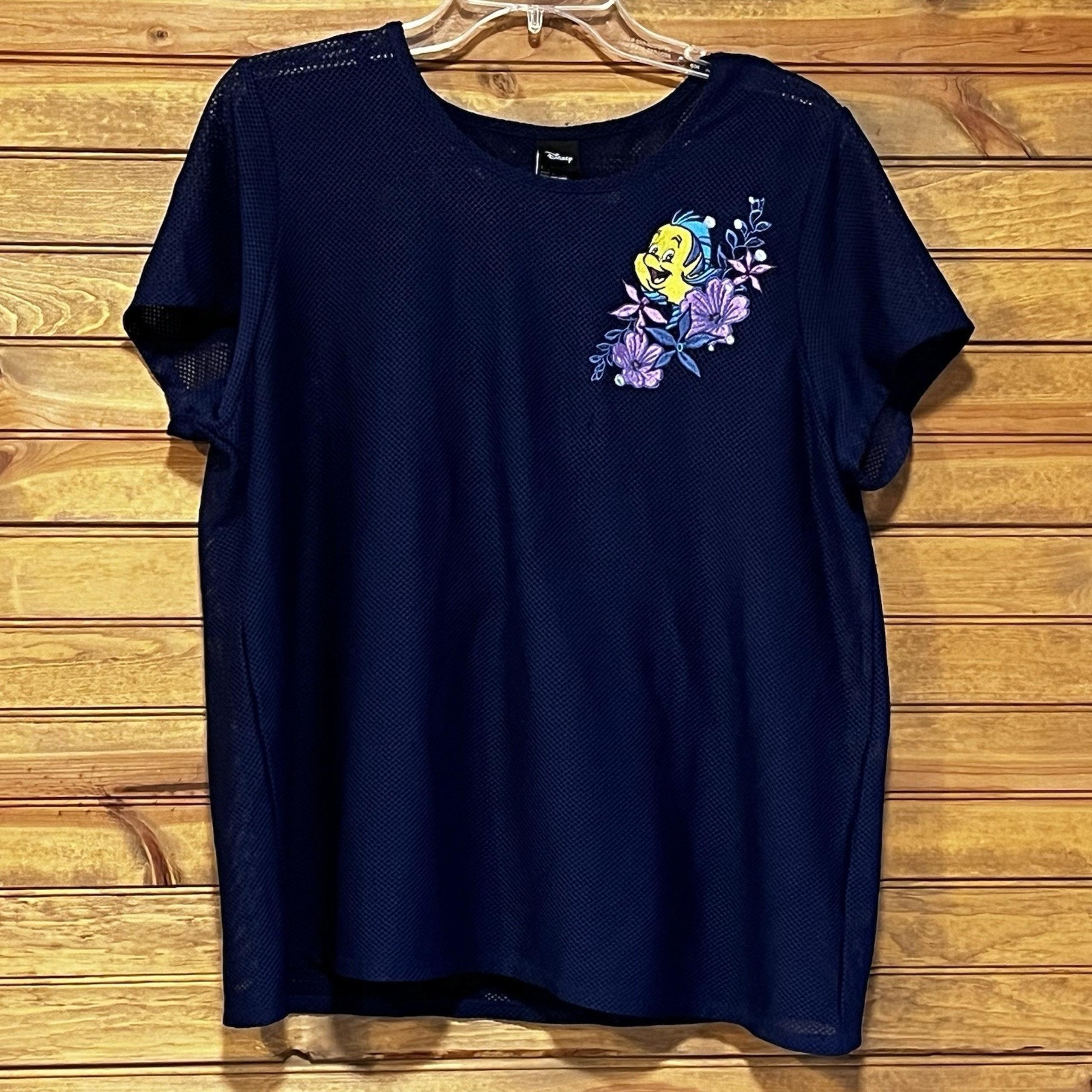 Disney The Little Mermaid Flounder Women’s Cami With Mesh Shell Blue Size XL
