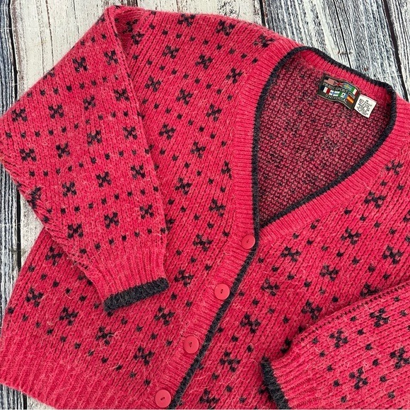Vintage 80’s Paris Sports Club Chunky Knit Pink Oversized Cardigan