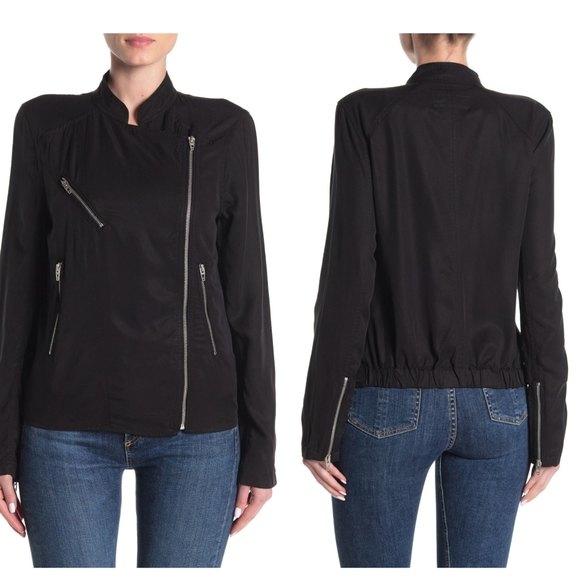 Blank NYC NWT Black Woven Moto Jacket