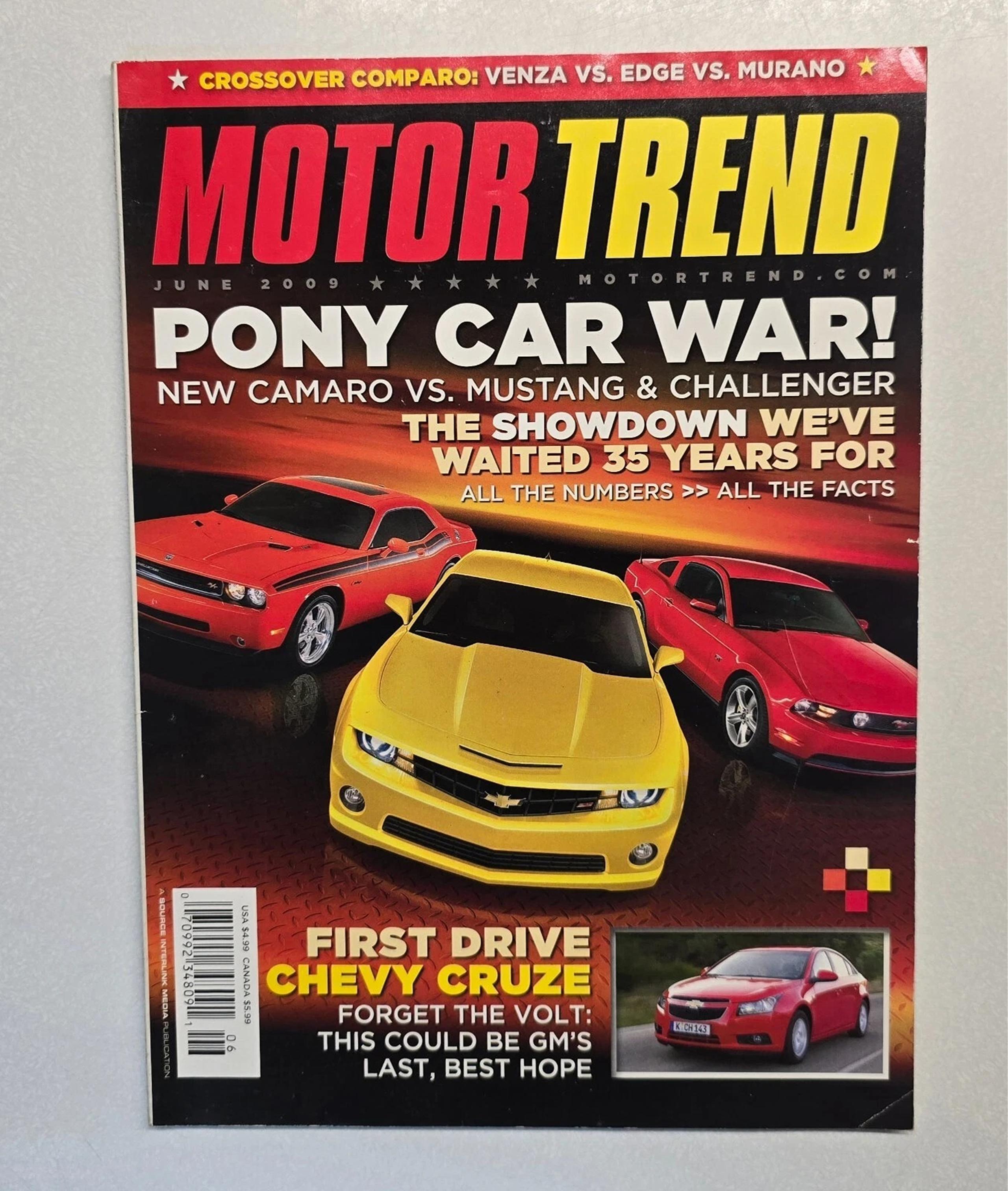 Motor Trend Magazine June 2009 Pony Car War Chevy Cruze Venza Murano