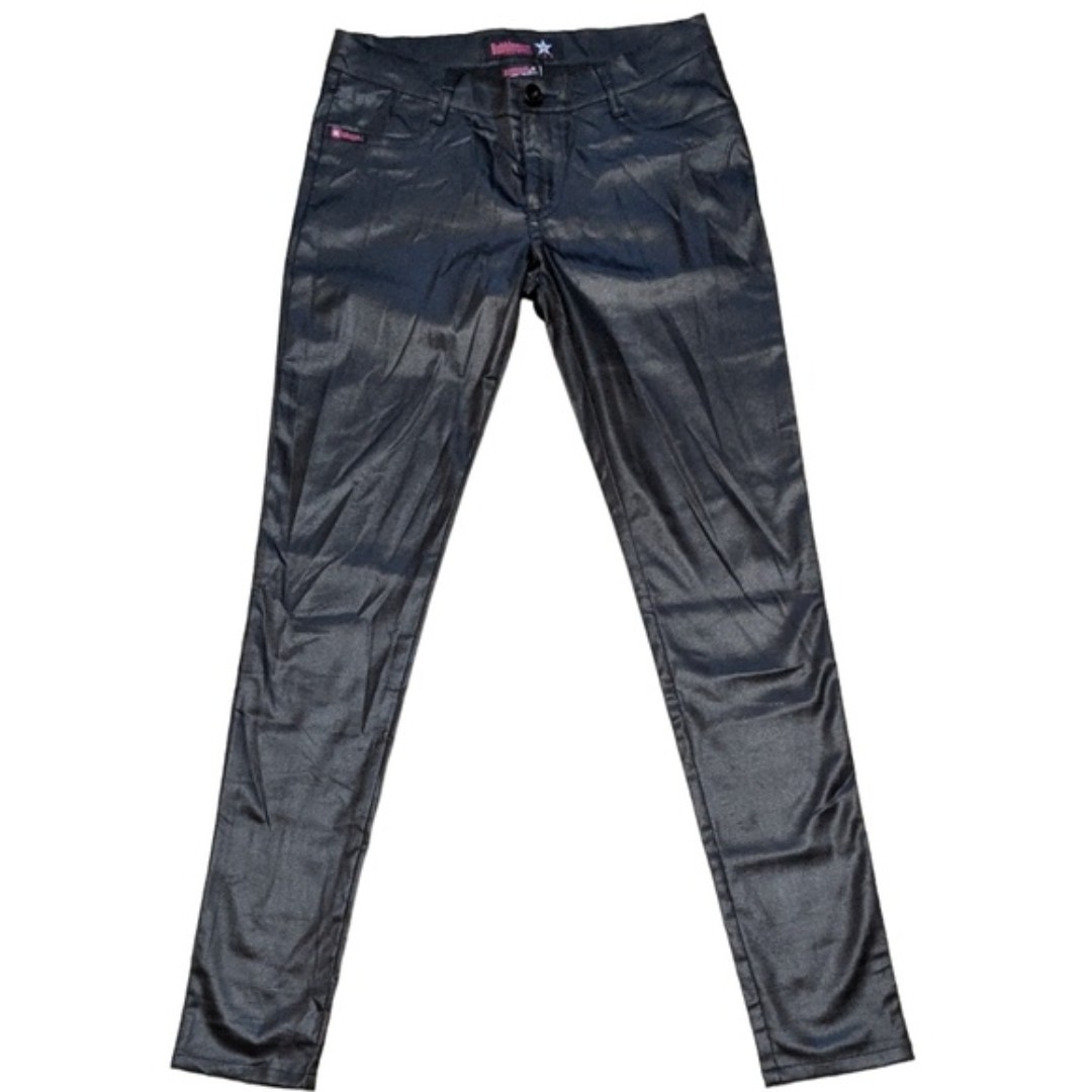 Bubblegum vintage Y2K satin feel stretchy shiny 2000 black pants 9/10