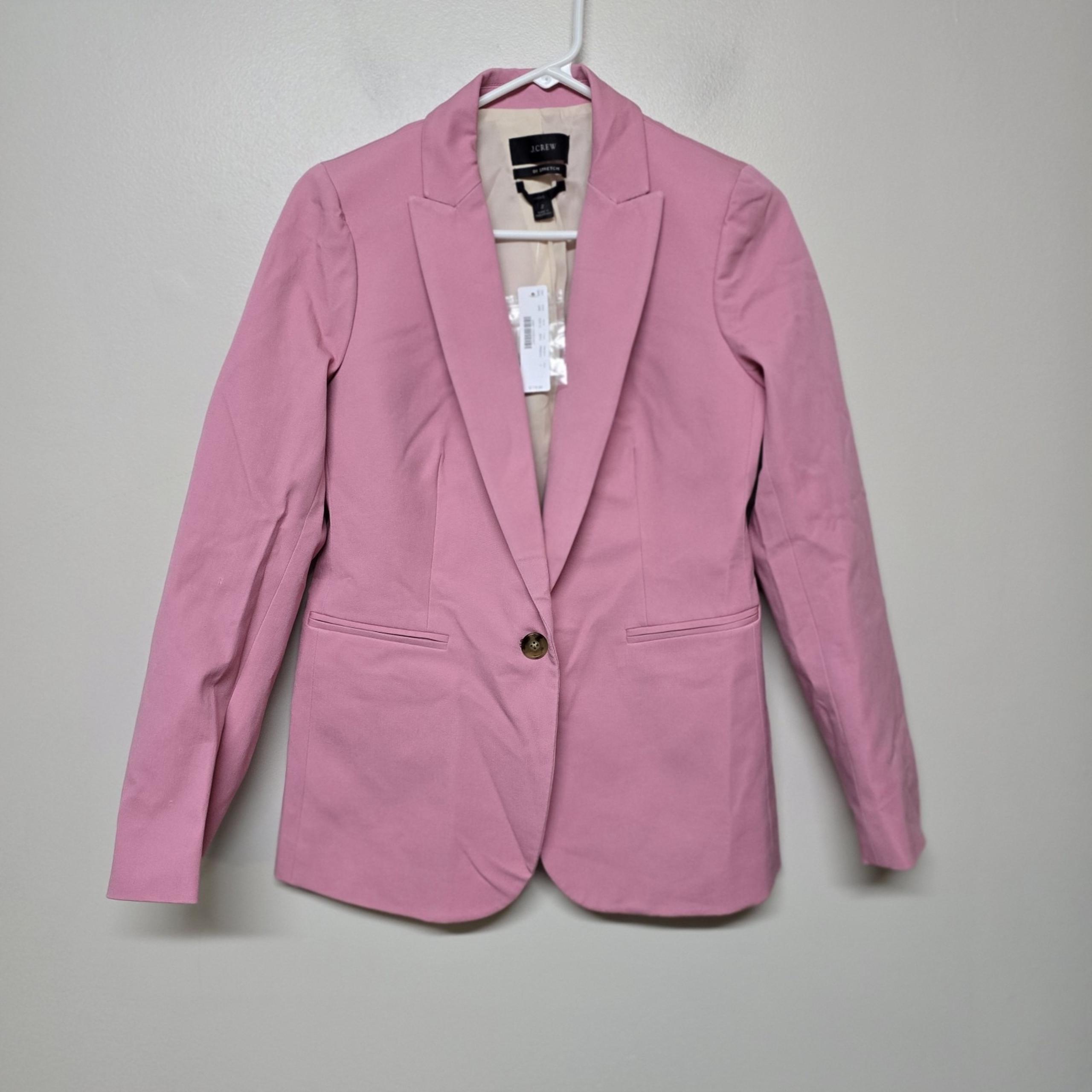J. Crew Women Bi-Stretch PARKE Blazer One Button Long Sleeve Pink Sz 2