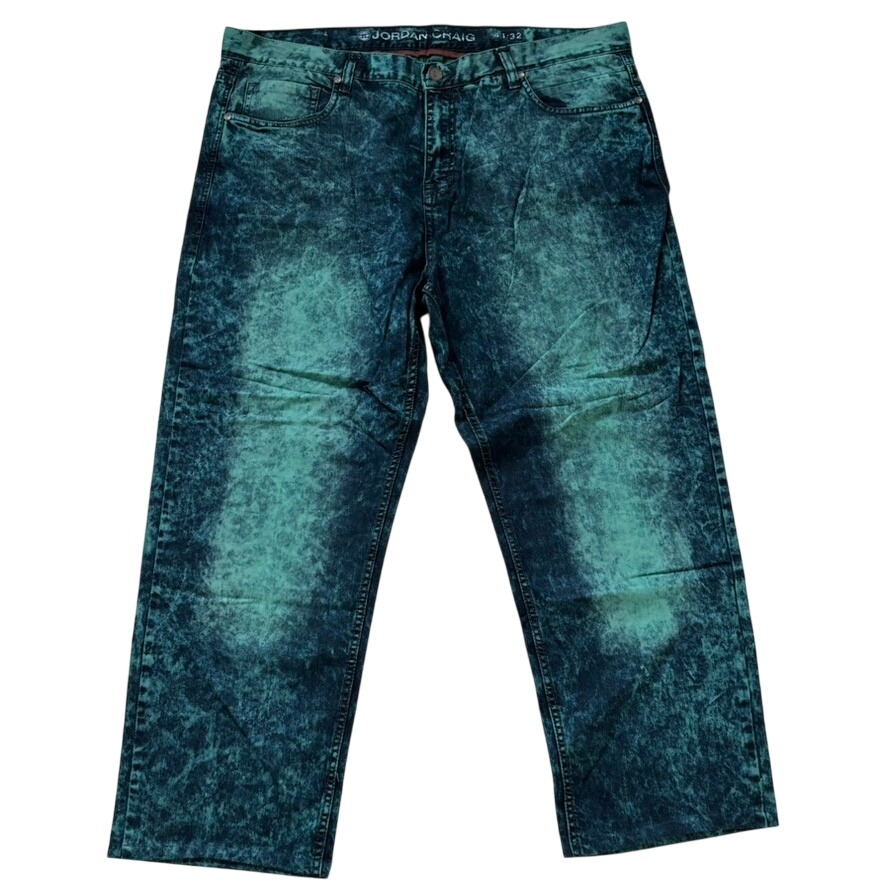 Jordan Craig Slim Fit Jeans Sz 44/32 Turquoise Acid Wash y2k