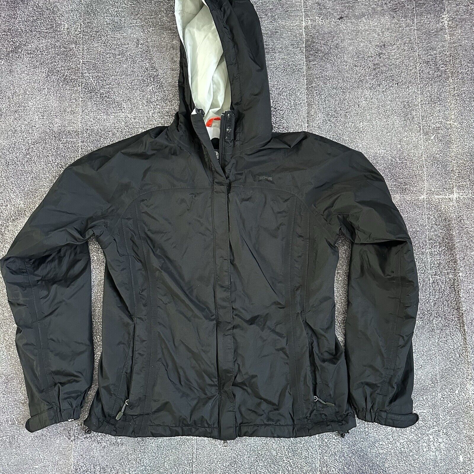 Women's Nike ACG Storm Fit Black Mesh Lined Hooded Zip Up Rain Coat Jacket Sz M
