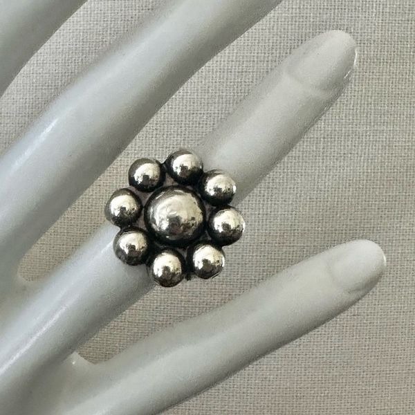 Vintage Sterling silver Mexico Daisy Flower Ring