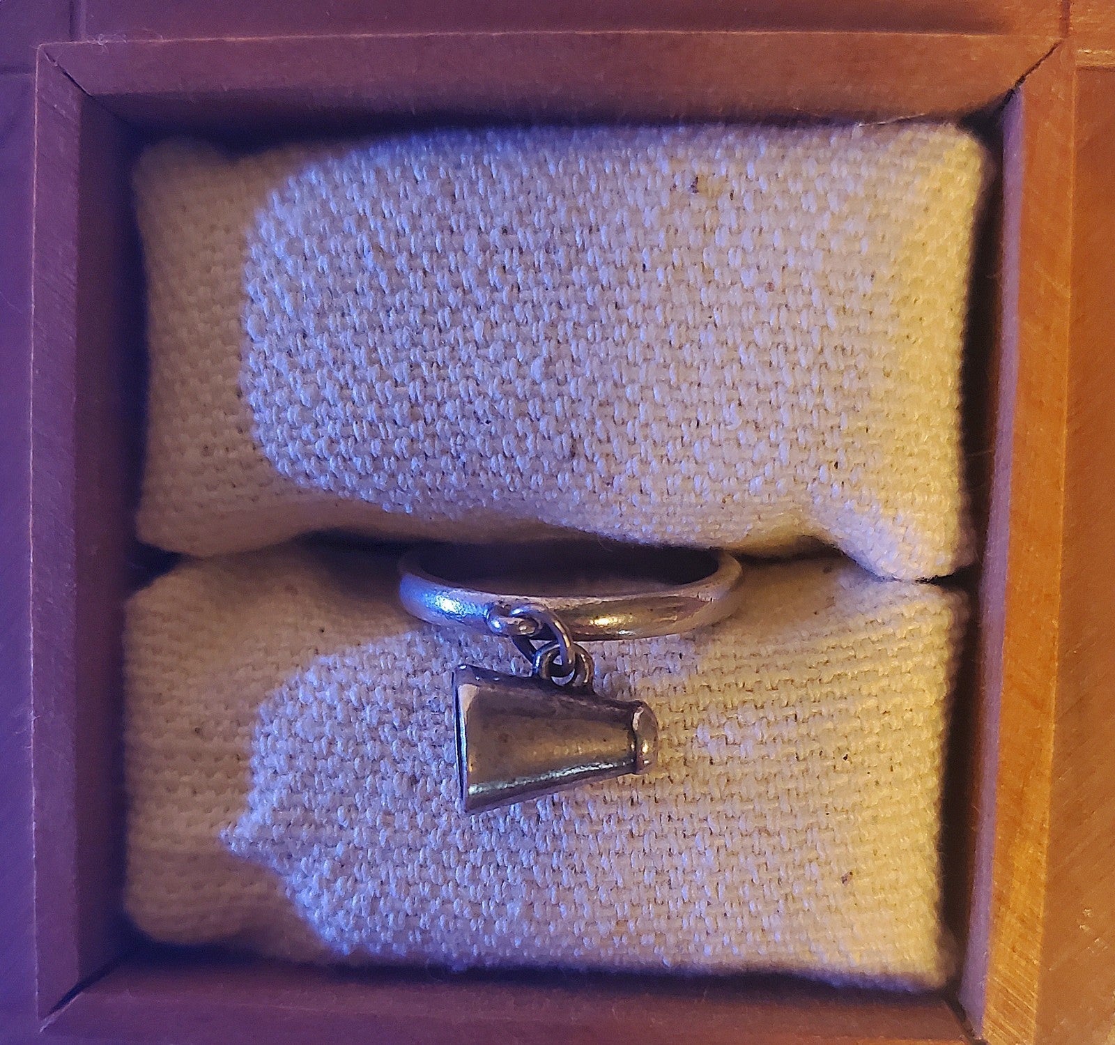 James Avery Retired (1987) Dangle Megaphone Ring, size 6