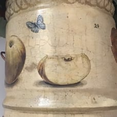 Vintage hand painted floral arrangement metal container from England