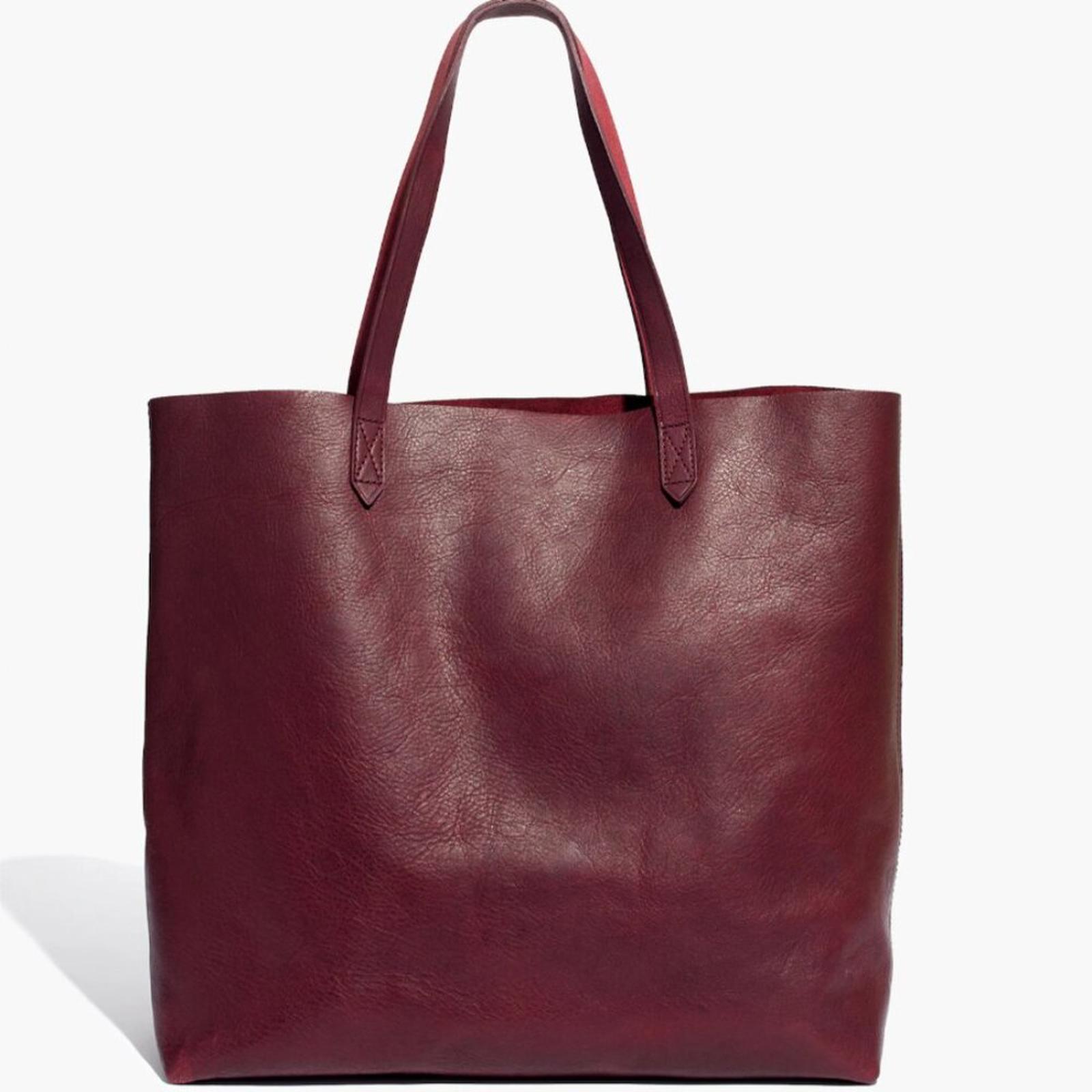Madewell Leather Transport Tote Bag in Dark Cabernet Red