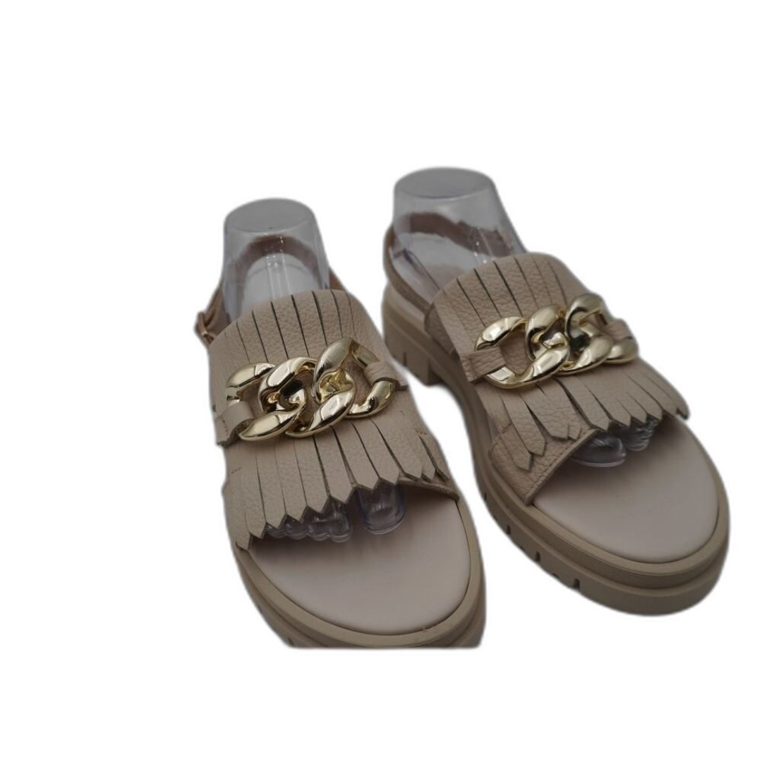 New Ron White Shalona Sporty Sandals in Oyster/off white cushion/chain size 40
