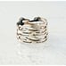 Vintage Modernist Open Work Wide Band Ring Studio Made Sterling Silver Abstract