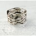 Vintage Modernist Open Work Wide Band Ring Studio Made Sterling Silver Abstract