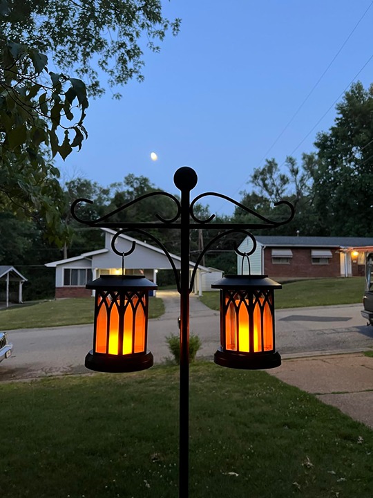 4 Pack Solar Lantern Outdoor Lights, Upgraded Flickering Flame Solar Lantern