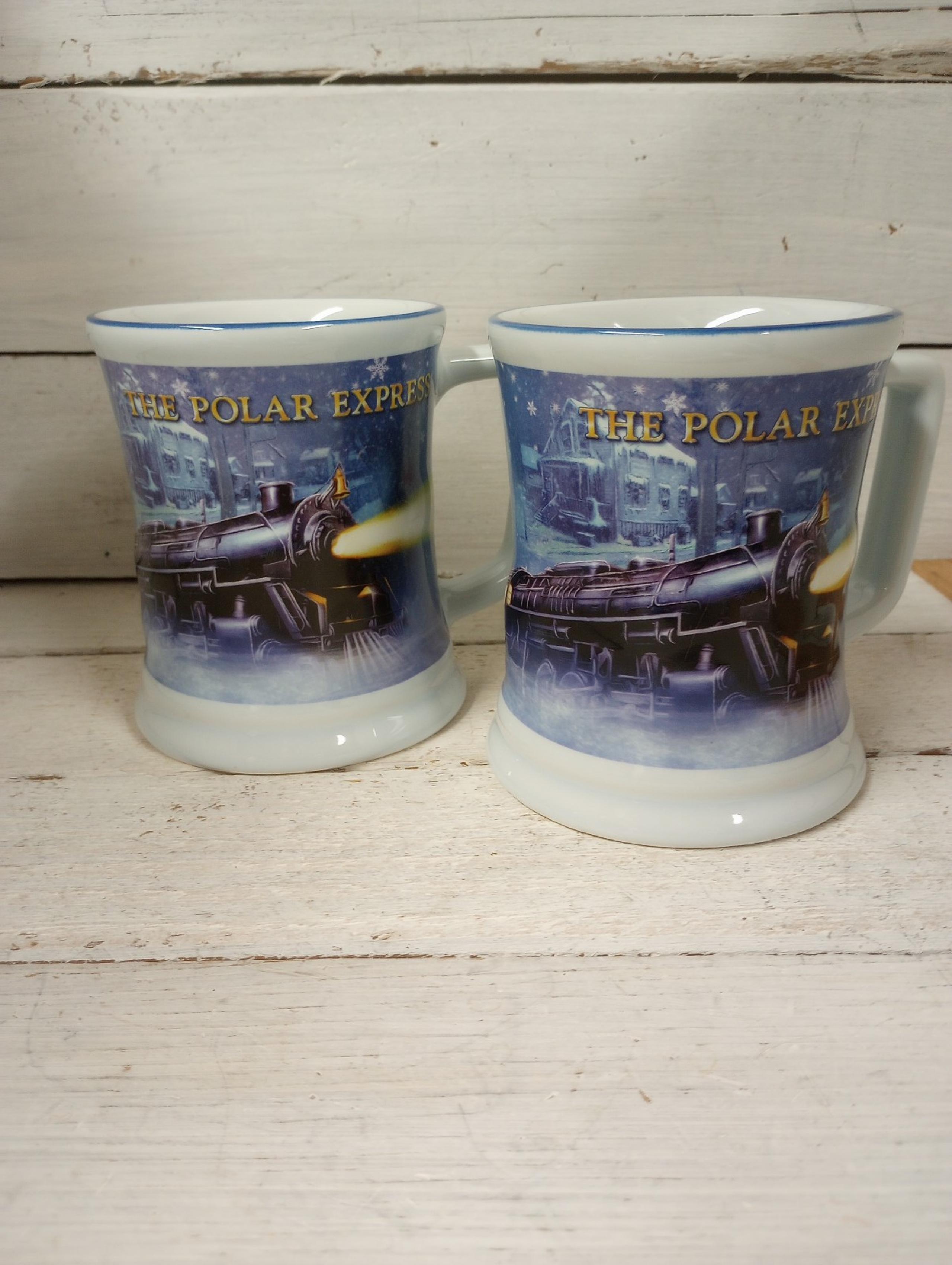 Set of Two The Polar Express Coffee Hot Cocoa Mugs Cups. Christmas Holiday Movie