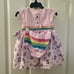 Disney Parks Minnie Mouse Rainbow 3-Piece Dress Set Pink Girl Size 12 Months NWT