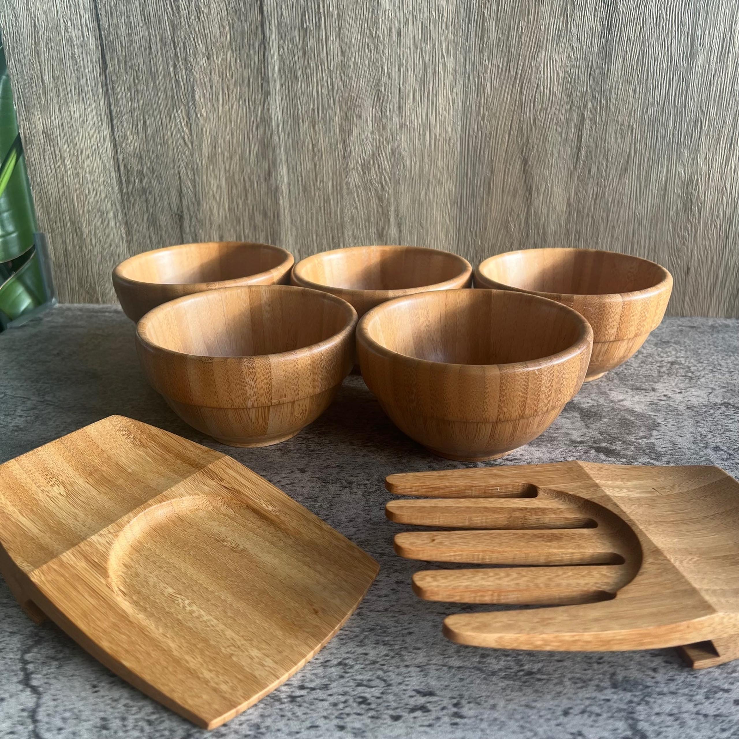 Pampered Chef 7pc  Wooden  Salad Set