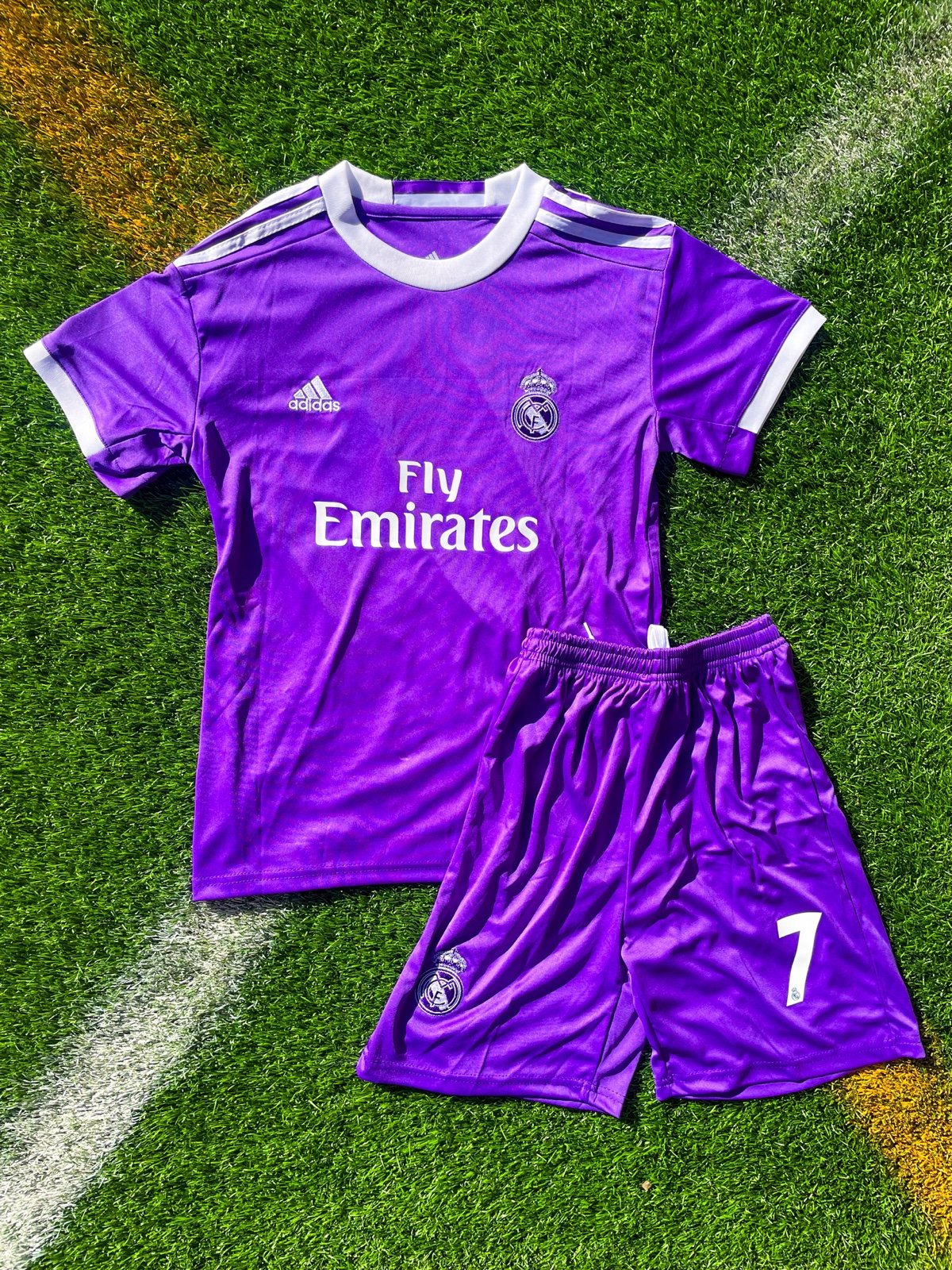 2018 Real Madrid Away Ronaldo #7 Violet UCL Champions - Kit for Kids K22 (SMALL)