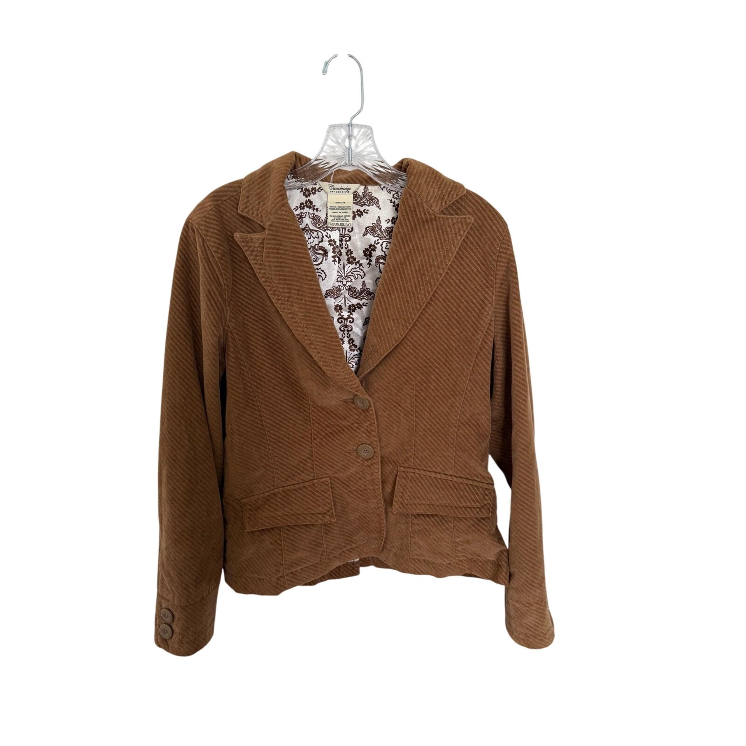 Cambridge Dry Goods Corduroy Blazer Jacket Fitted Brown Casual Size M