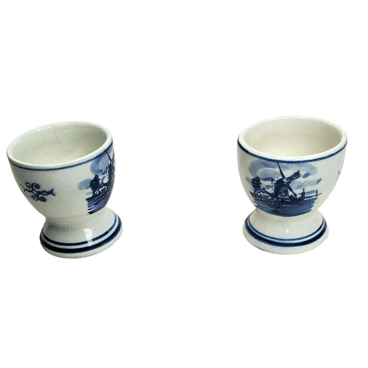 Vintage Rare Delfa Windmill Mini Thimble & 2 Tea Cups Collectible Set