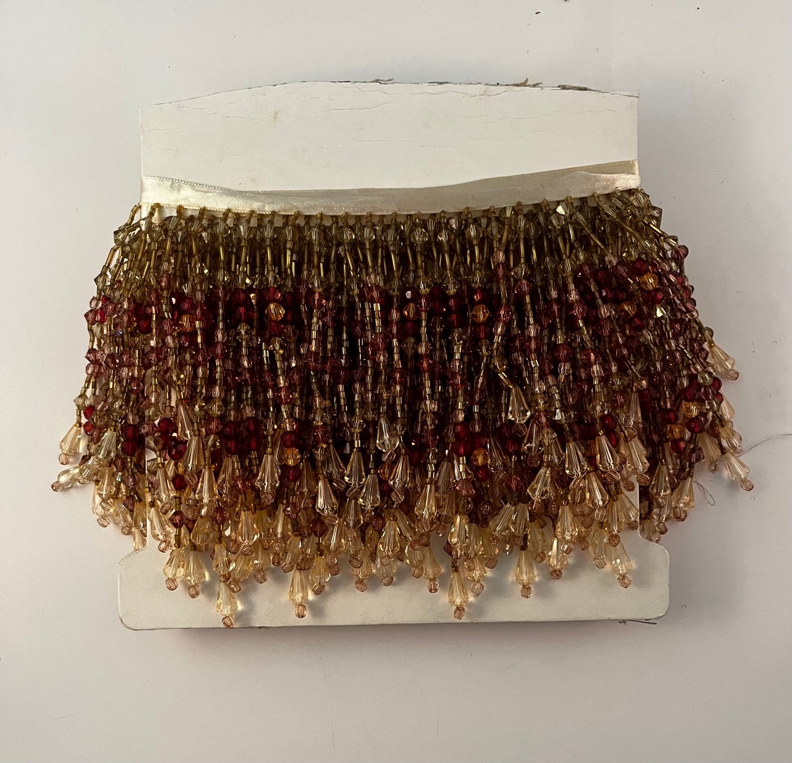 2 yards 27” Vintage Glass Acrylic verigated chevron fringe 5”