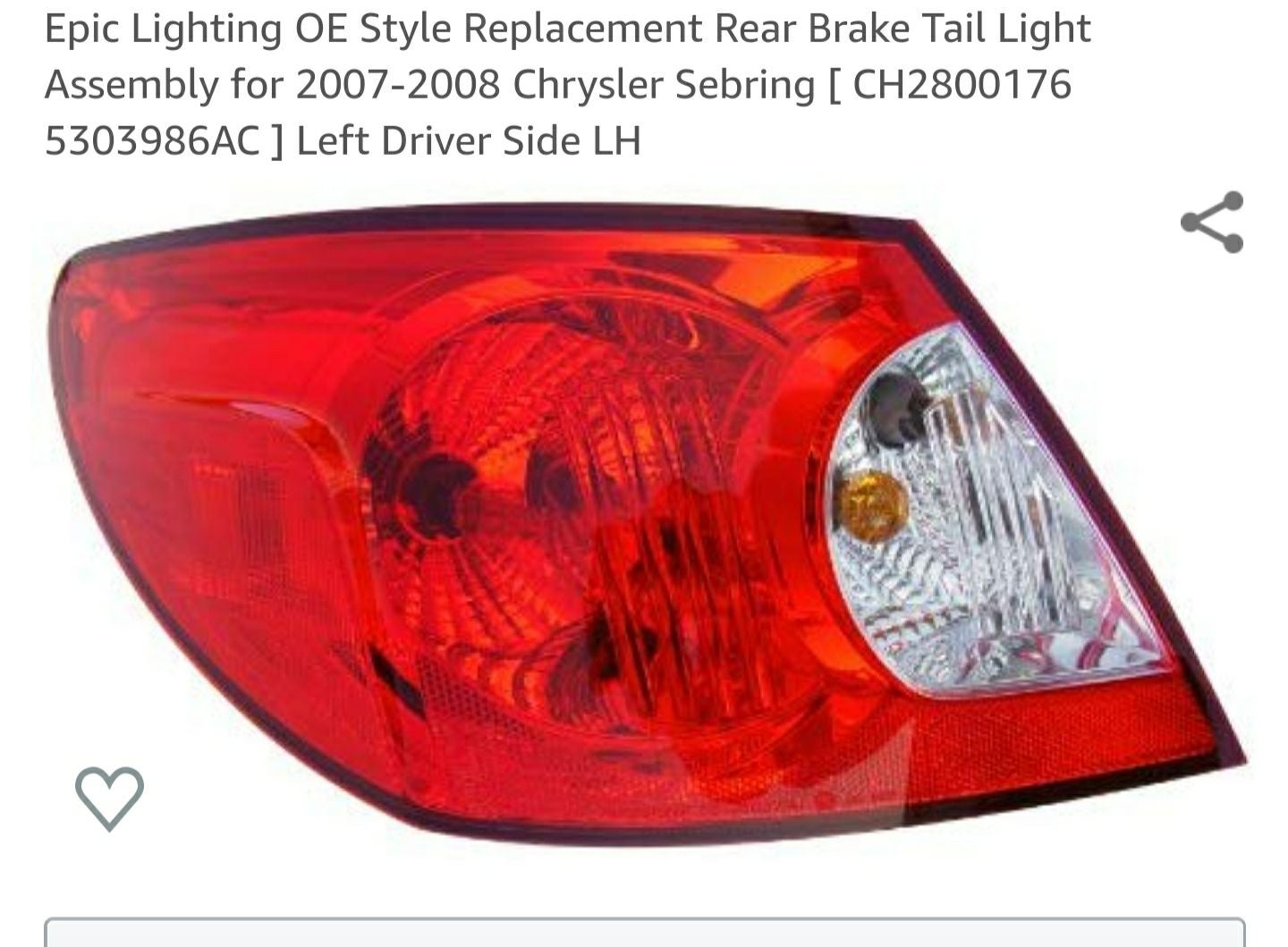 one Rear tail light sebring and two headlights