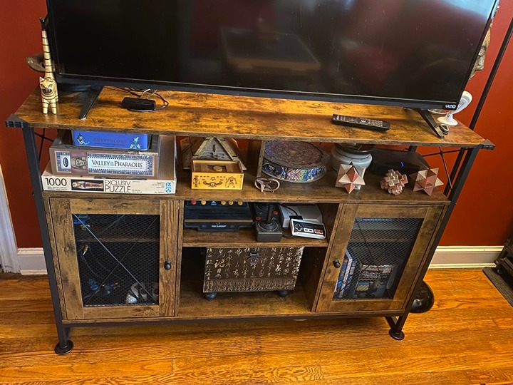 TV Console Table, Rustic Brown