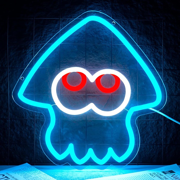 Fun Bright Splatoon Squid LED Night Light Video Game Room Wall Decoration