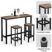 3 Pieces Bar Table Set Counter Height Bar Dining Table w/Stools Set Rustic Brown