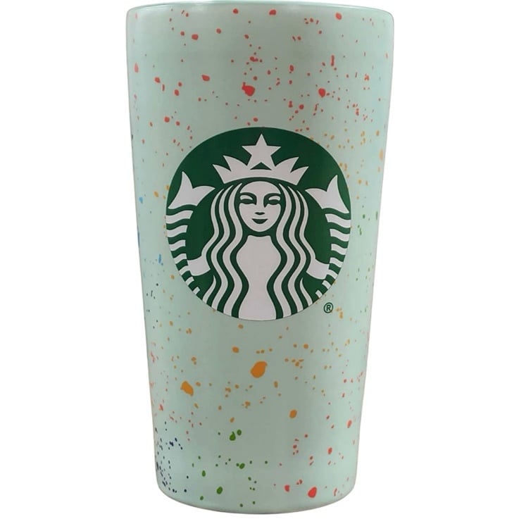 Starbucks Mint Green Rainbow Speckled 12oz Ceramic Tumbler Mug
