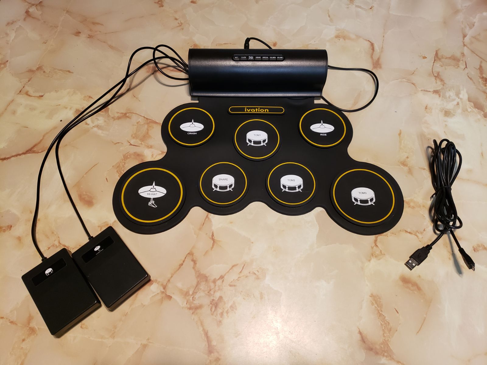Ivation Portable Electronic Drum Pad w/Built-In Speaker
