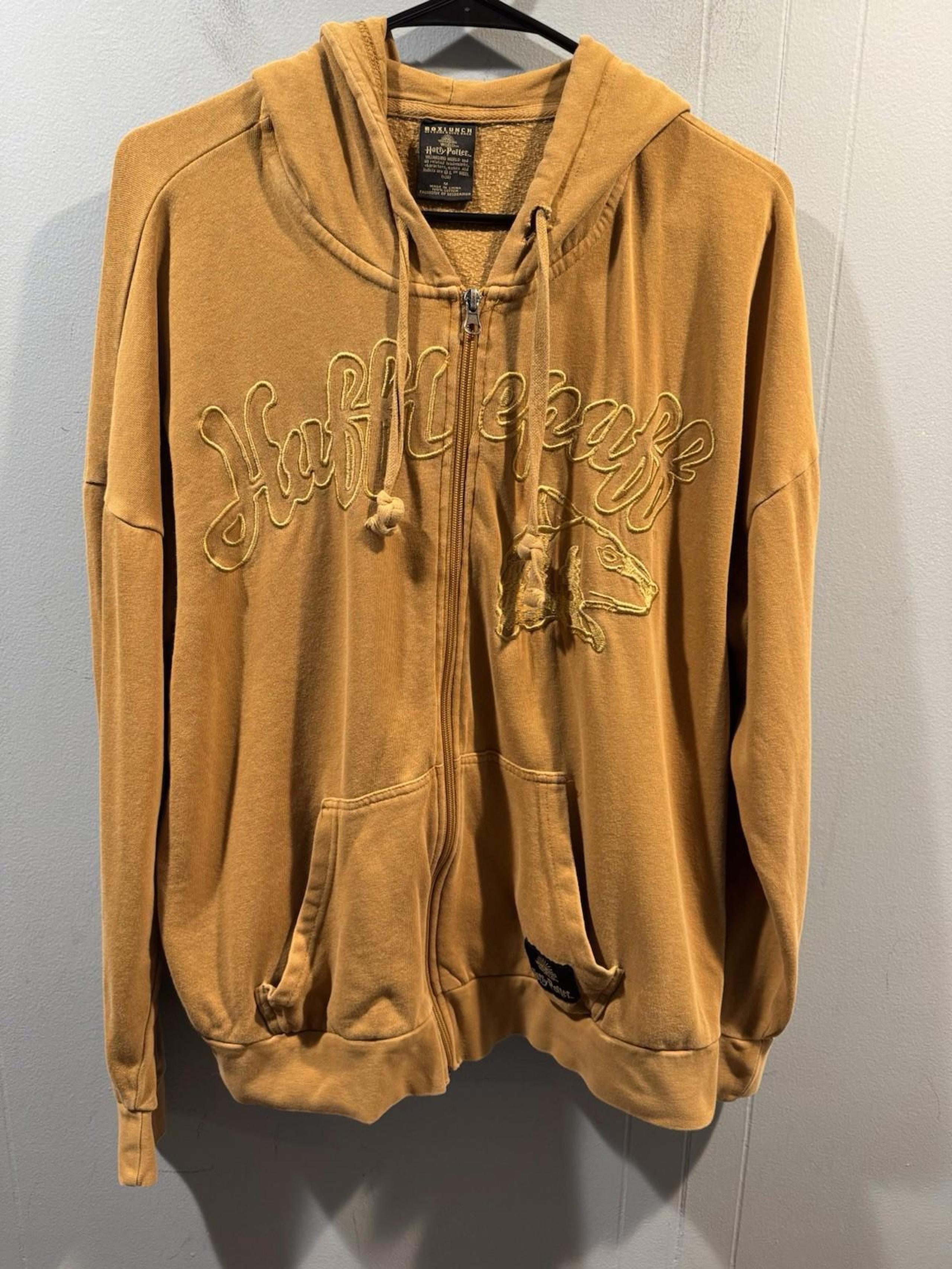 Box Lunch Harry Potter Hufflepuff Embroidered Logo Zip-Up Hoodie  Size Medium