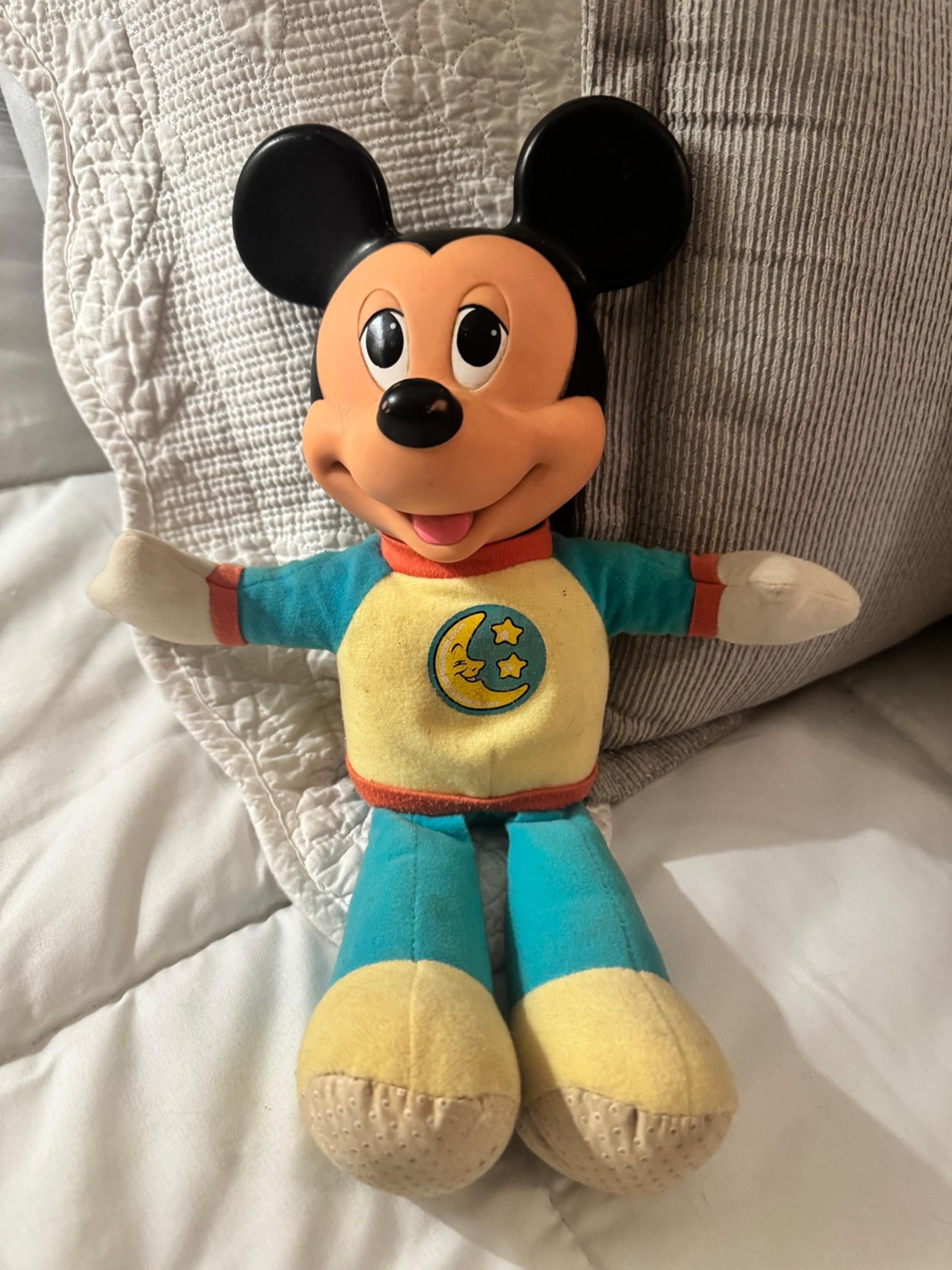 Disney Mickey Mouse Bed Time Plush Nightlight 1990 Untested Glow? Stuffed Animal