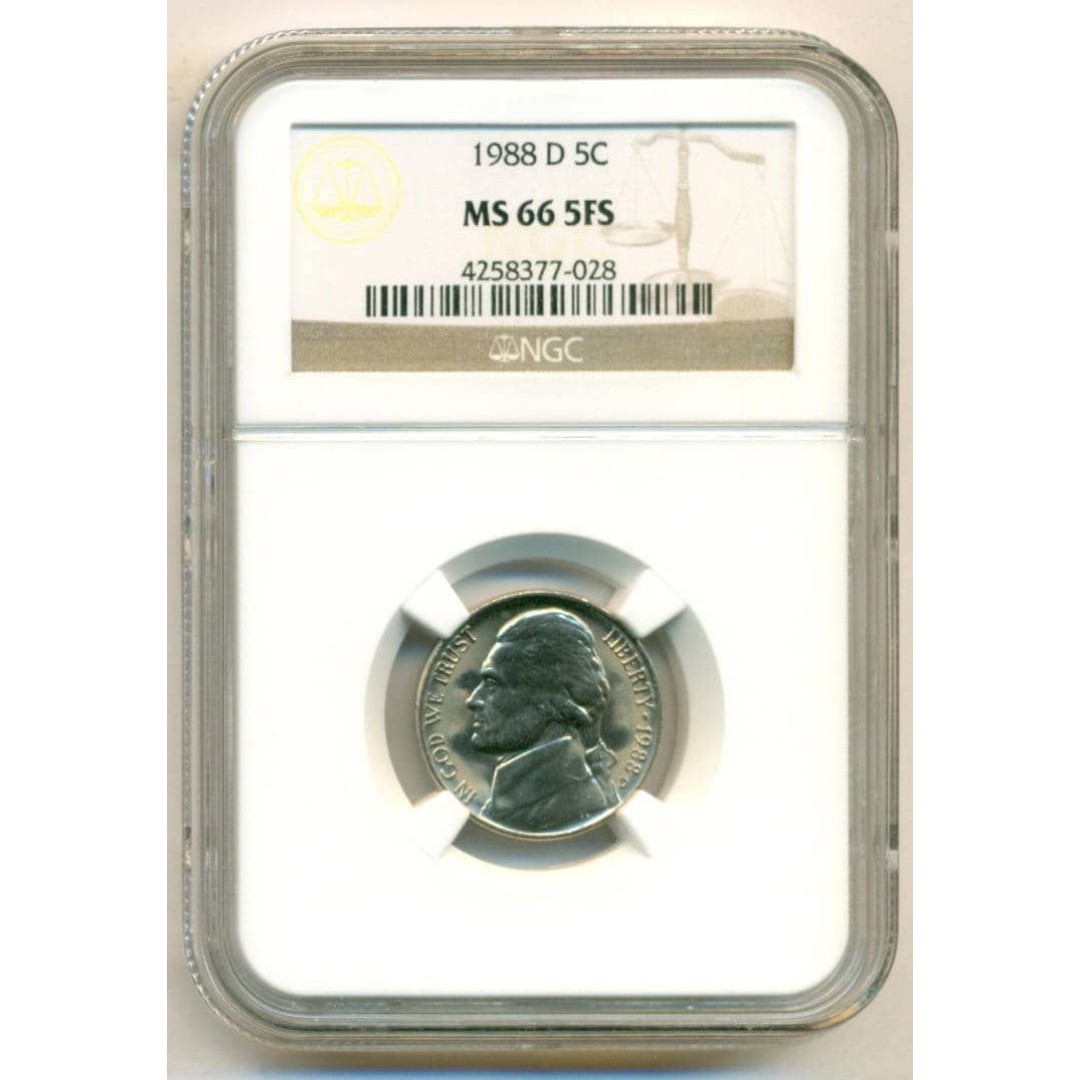1988 D Jefferson Nickel MS66 5FS NGC
