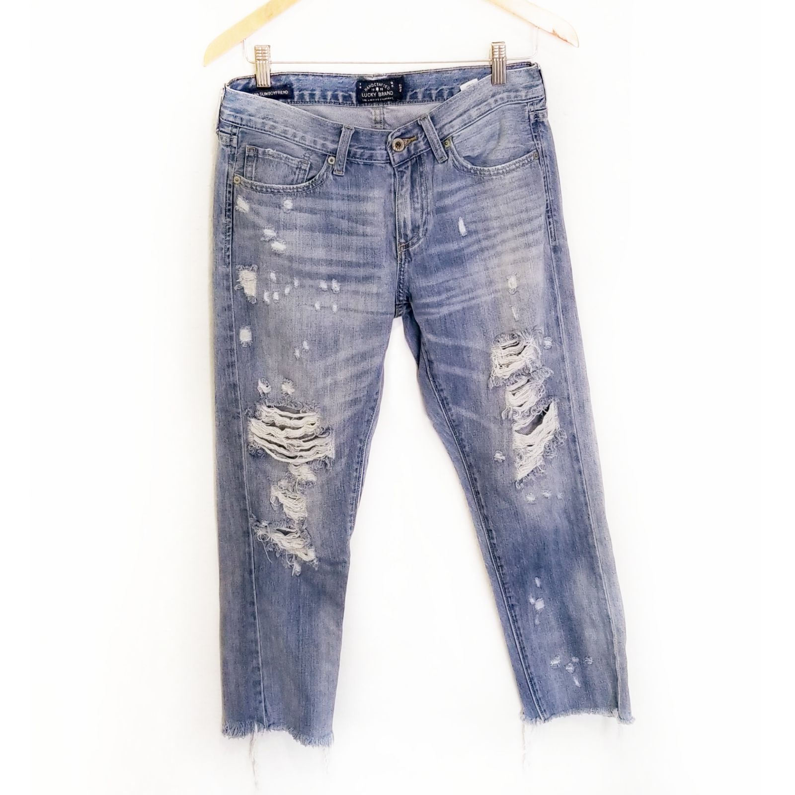 Luckybrand distressed ripped mom jean