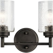 KICHLER Winslow 12.75 2 Light Vanity Light with Clear Seeded Glass in Olde Bron