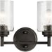 KICHLER Winslow 12.75 2 Light Vanity Light with Clear Seeded Glass in Olde Bron