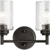 KICHLER Winslow 12.75 2 Light Vanity Light with Clear Seeded Glass in Olde Bron