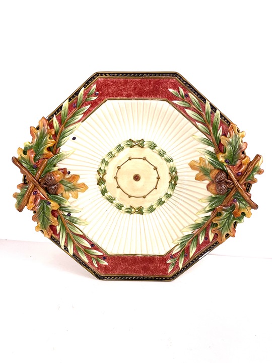 Fitz & Floyd Classic EQUESTRIAN Fall/Christmas Chestnut Garland Bowl Plate 11.5