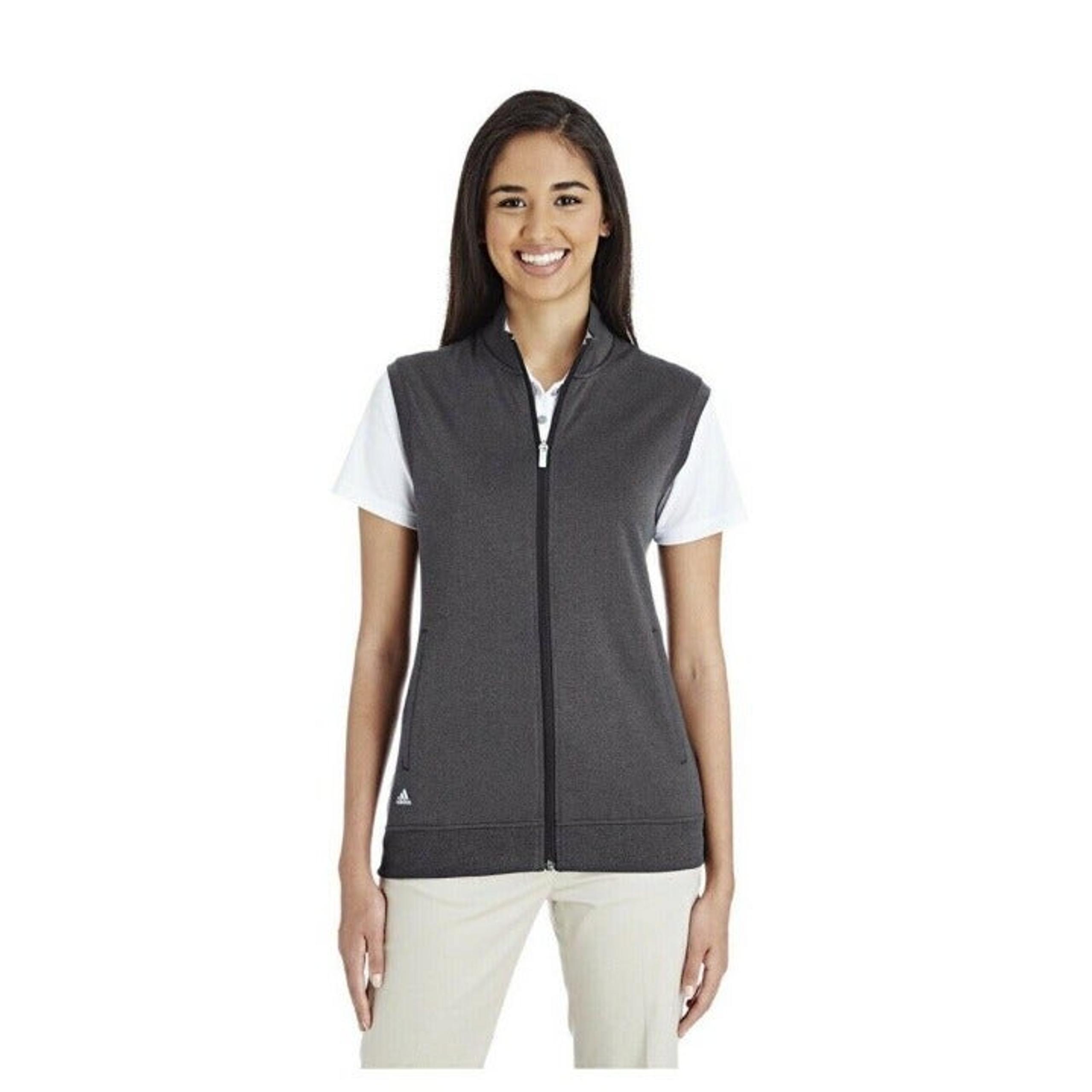 Adidas Women's Full-Zip UPF Protection Club Vest Heathered Black Small
