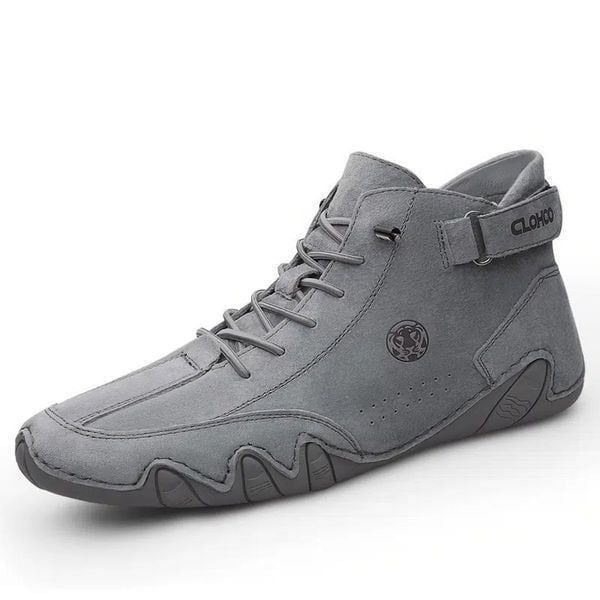 Clohoo Men Ankle High Top sneaker boots chukka gray leather streetwear 38/US 8