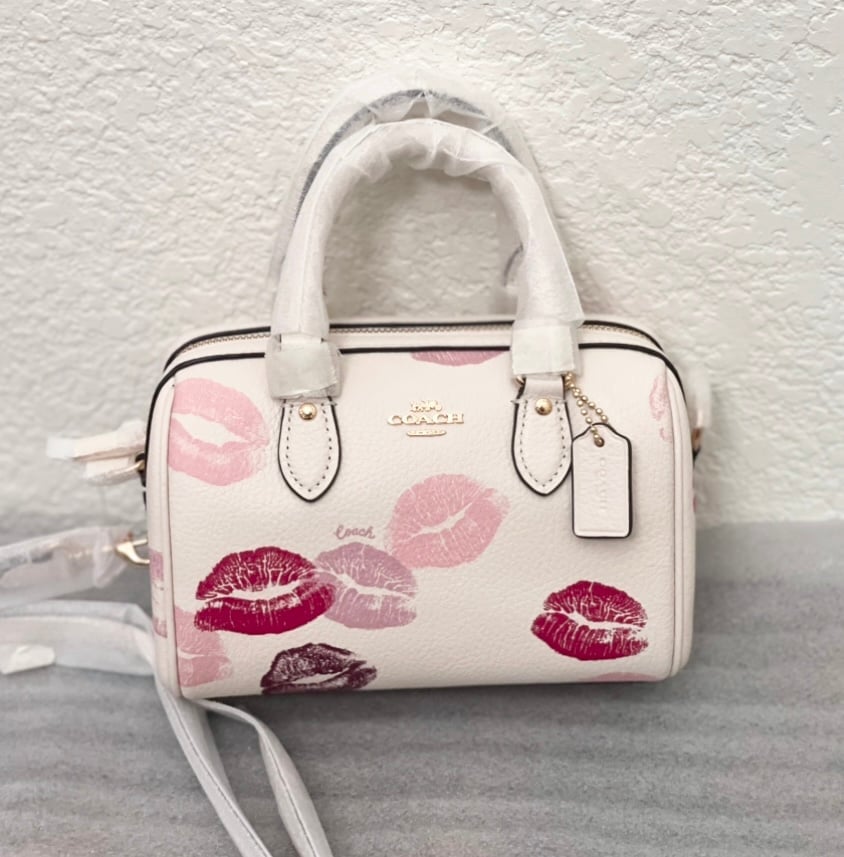 Coach Mini Rowan Crossbody Bag With Lips Print CZ944