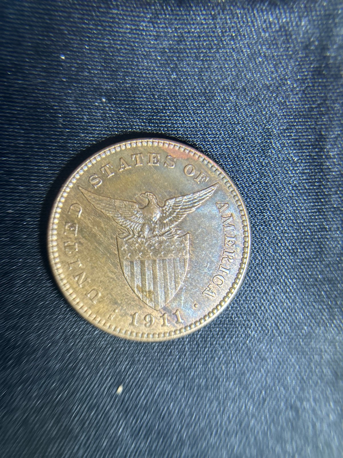 1911-S 1 Centavo AU Philippines US San Francisco Mint - Beautiful