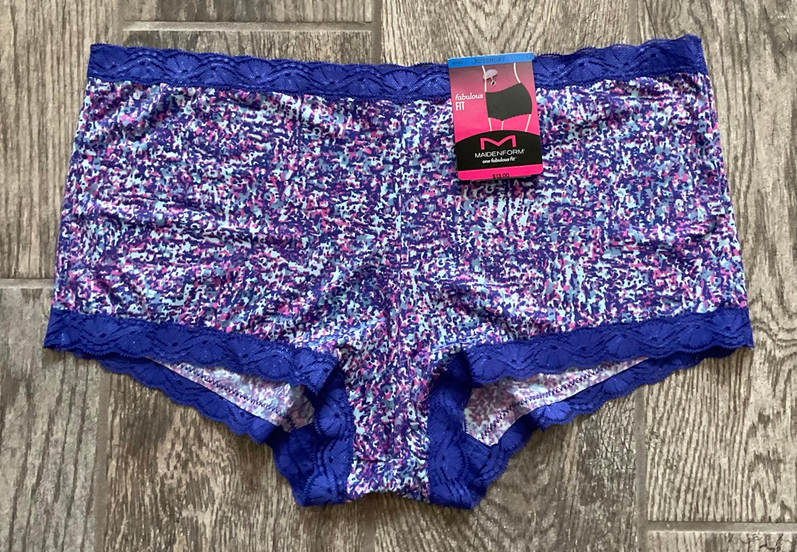 New Fabulous Fit Boyshort Panties Size 2XL/9 Purple Design - Maidenform
