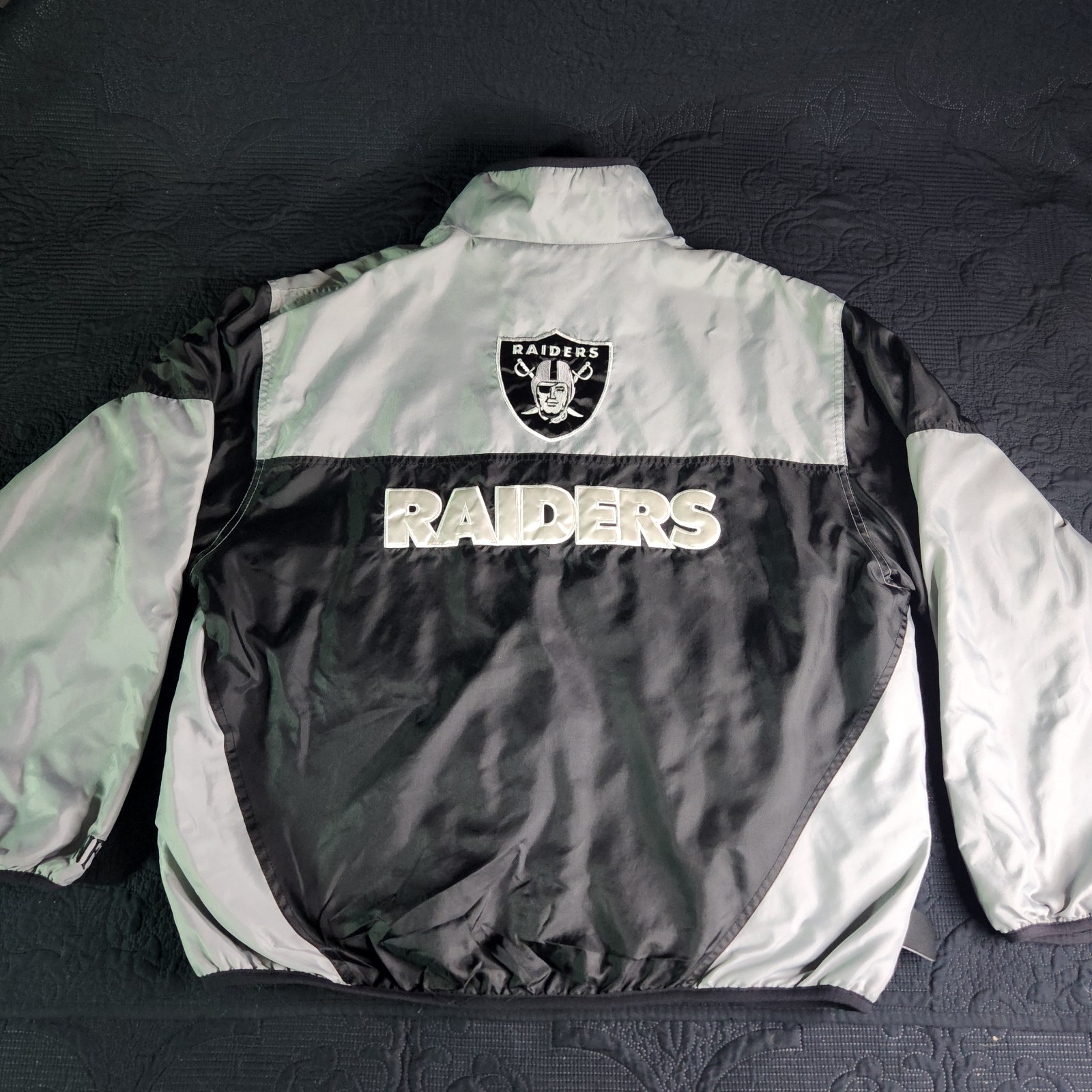 VINTAGE Raiders NFL Football Reversible Jacket Sz XL