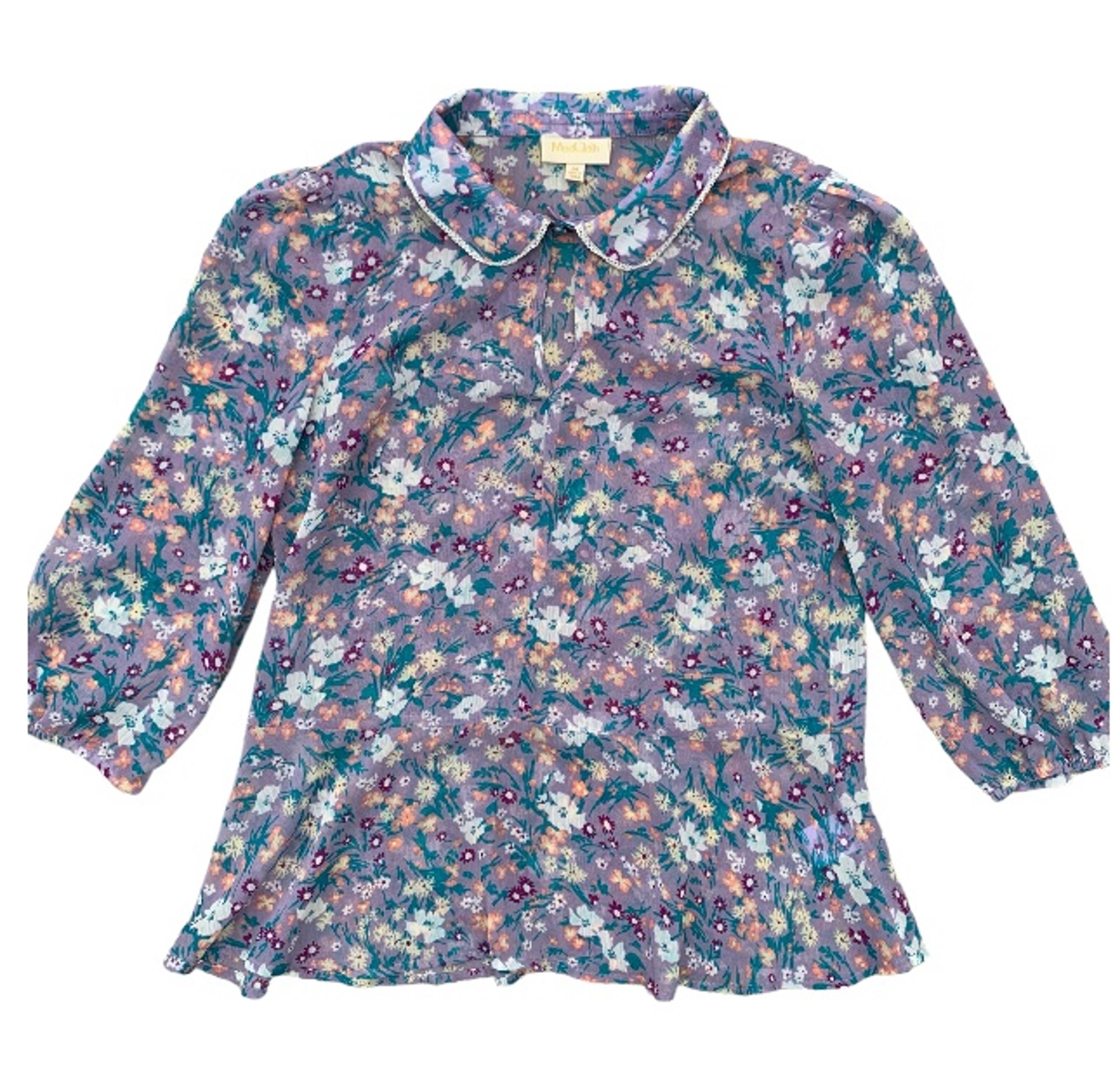ModCloth Semi Sheer Floral Top Purple Medium