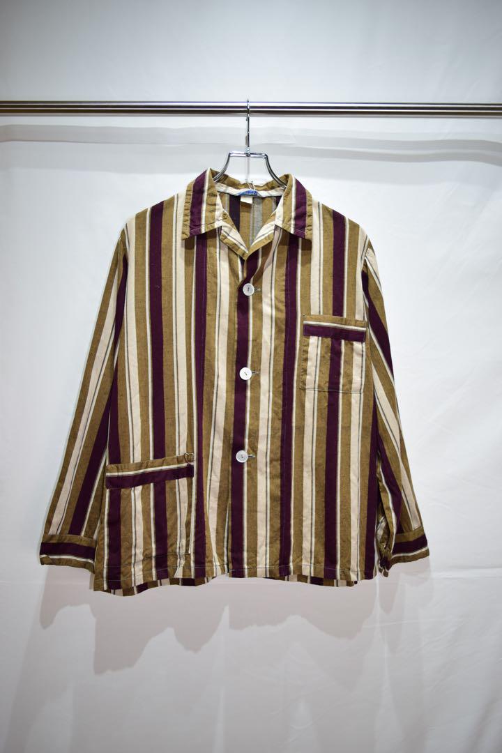 Vintage European Striped Cotton Pajama Shirt