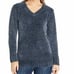 Orvis Sweater Chunky Knit Marled Navy Blue Grey Ultra Plush Chenille Pullover XL