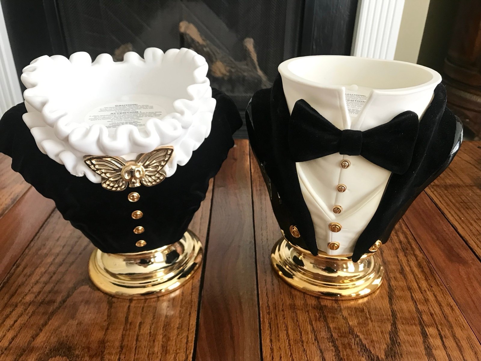 Bath & Body Works Madam and Gentleman Headless 3 Wick Candle Holders Set