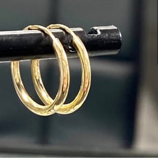14k Yellow Gold Women's Endless Tube Huggie Style Hoop Earrings