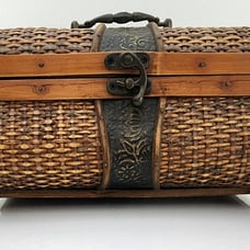 Vintage Antique Wicker /Cane Wood Treasure Chest Box, Décor, Unique Jewe